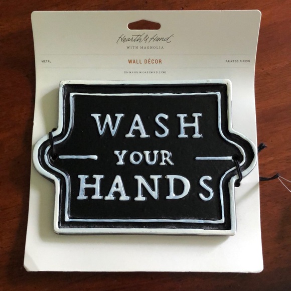Hearth & Hand Other - HEARTH & HAND MAGNOLIA Wash Your Hands Painted Metal Wall Decor NWT